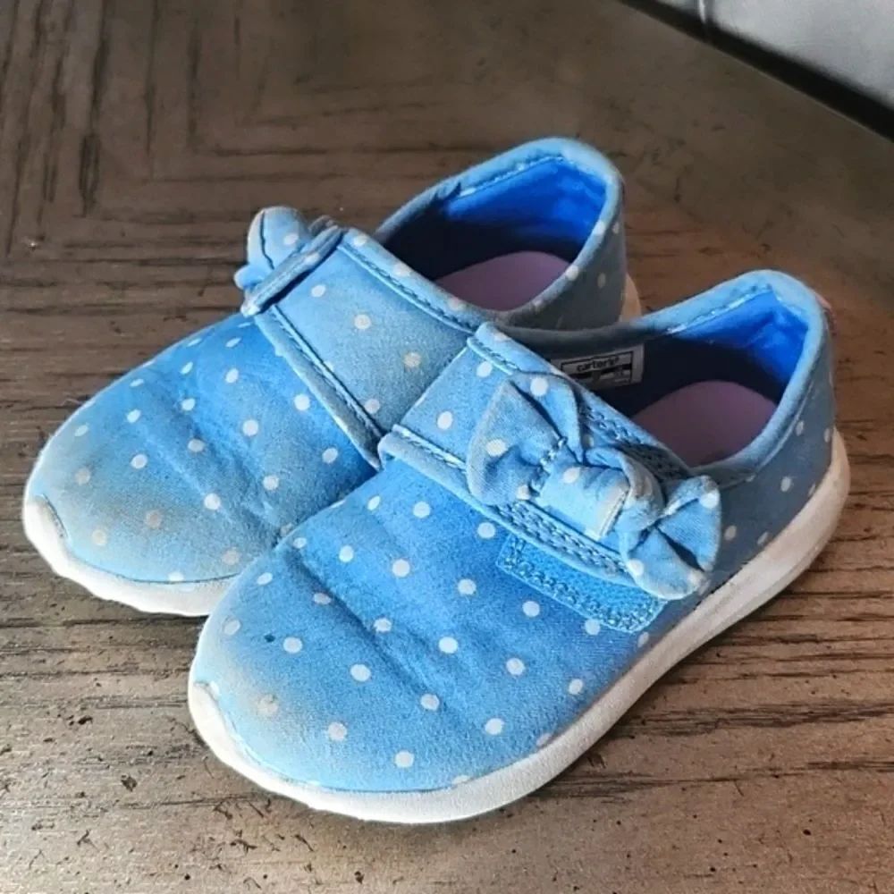 Carters denim polka dot shoe size 8 with velcro straps